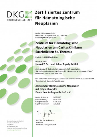 DKG Zertifikat: Zentrum für Hämatologische Neoplasien